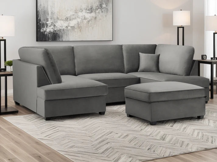Carnaby Cinema U-Shape Sofa Plush Grey
