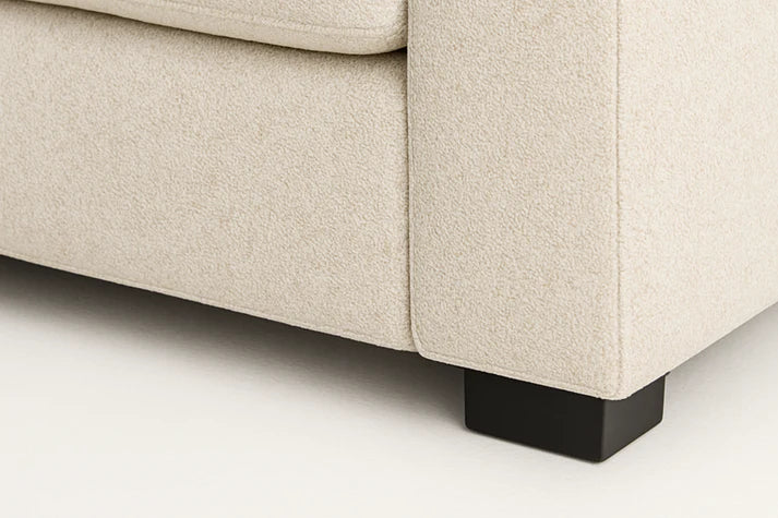 Carnaby Cinema U-Shape Sofa – Beige | Large Linen Polyester Corner Sofa with Footstool