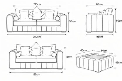 Lilly Dark Grey 3+2 Seater Sofa Set with Coffee Table