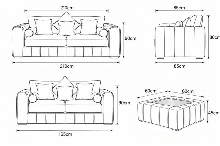 Lilly 3+2 Seater Sofa Set with Coffee Table