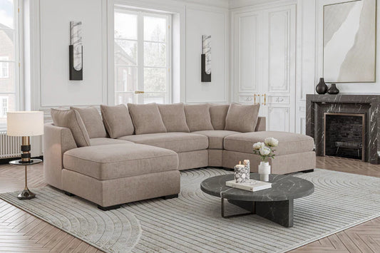 Bishop Sand Color Scatterback U-Shape Corner Sofa