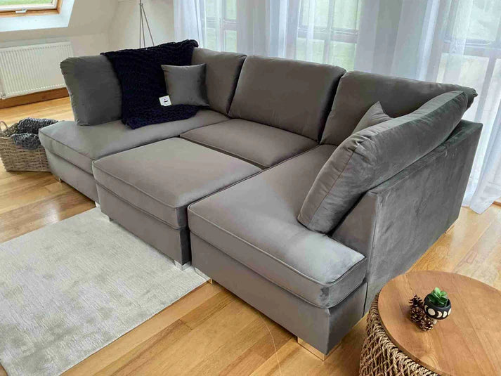 Carnaby Cinema U-Shape Sofa Plush Grey