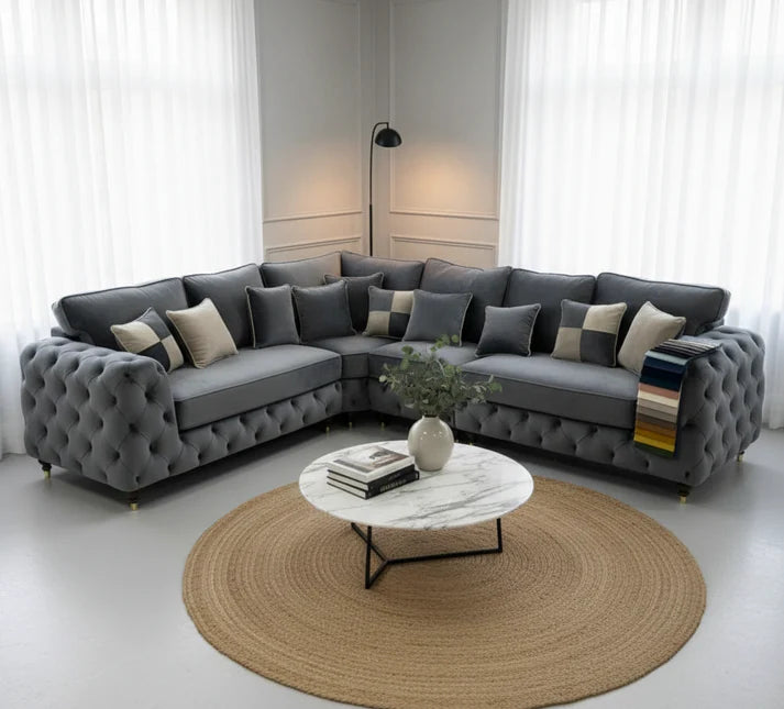 Ashton Corner Sofa in Gray – Modern Comfort for Your Living Room