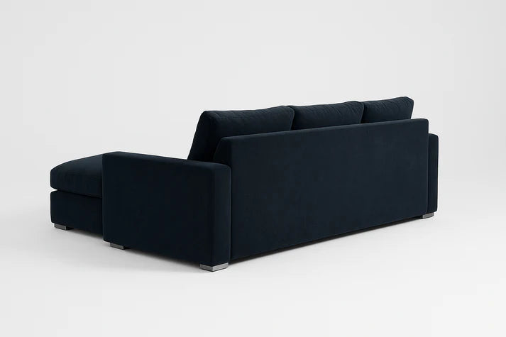 Bishop U-Shaped Velvet Sectional Sofa with Chaise — Black & Navy