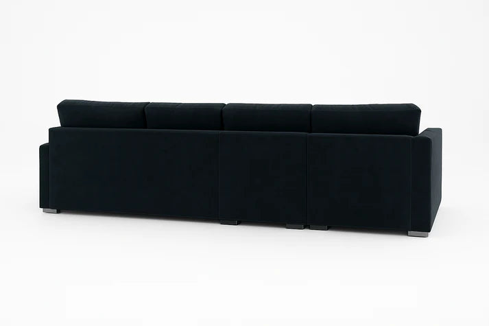 Bishop U-Shaped Velvet Sectional Sofa with Chaise — Black & Navy