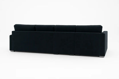 Bishop U-Shaped Velvet Sectional Sofa with Chaise — Black & Navy