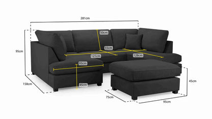 Carnaby Cinema U-Shape Sofa Black