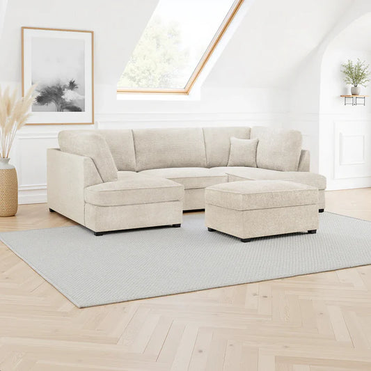 Carnaby Sofa Beige Boucle U Shape Corner