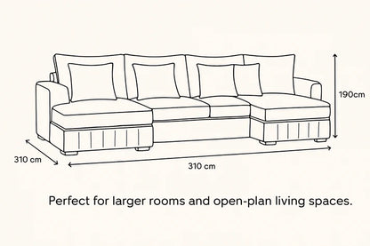 Lilly U-Shaped Corner Sofa – Light Cream