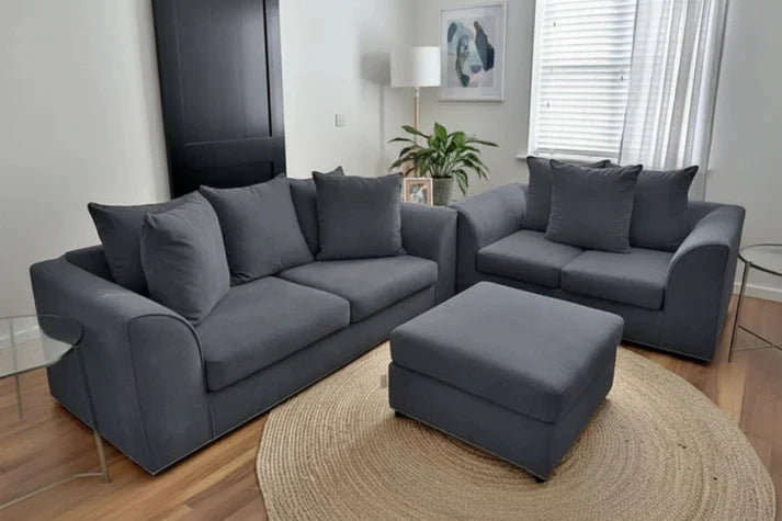 Dylon 3+2 Sofa Set in Black with Footstool