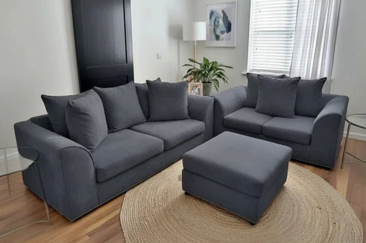 Dylon 3+2 Sofa Set in Black with Footstool