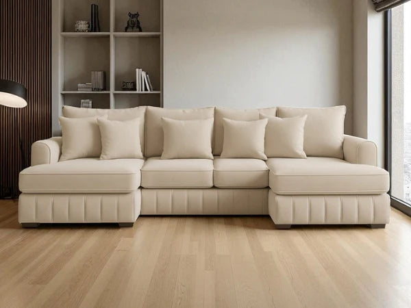 Lilly U-Shaped Corner Sofa – Light Cream