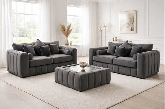 Lilly Dark Grey 3+2 Seater Sofa Set with Coffee Table
