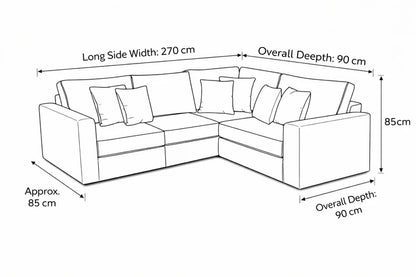 Luxury 5 Seater L-Shaped Corner Sofa in Cream Fabric