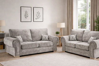 Verona Sofa Set 2 & 3 Seater | Light Grey Fabric Sofa