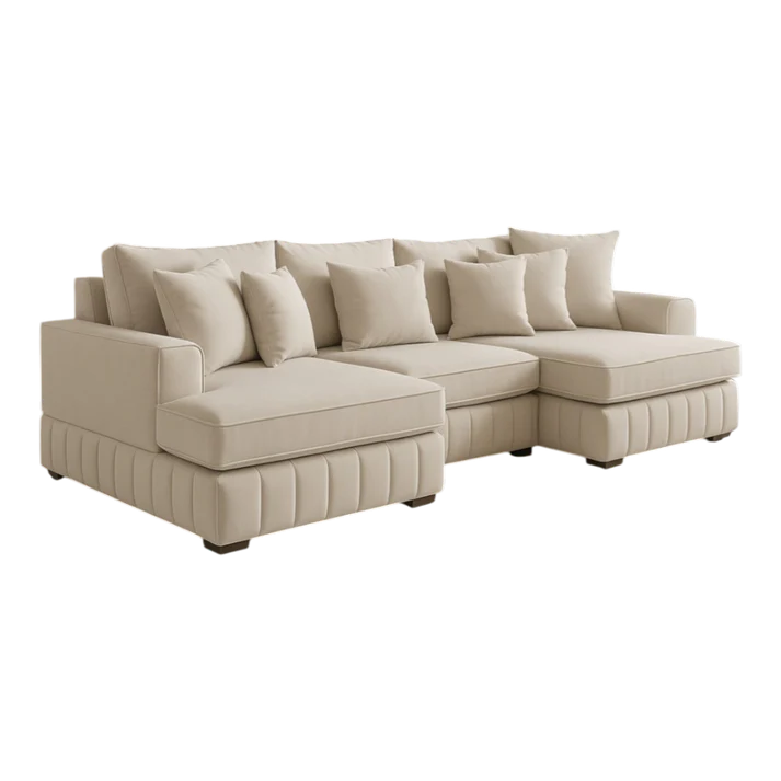 Lilly U-Shaped Corner Sofa – Light Cream